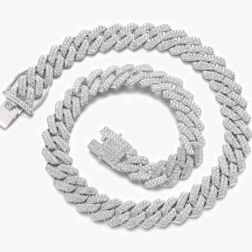 24” Silver Plated Iced Out Cuban Link Chain 14mm Thick Fully Blinged Necklace24”